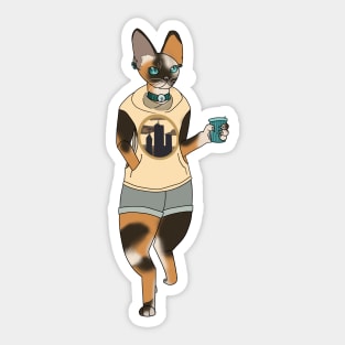 Caff -  Coffee Cat :: Canines and Felines Sticker